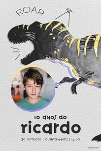 Modelo de Convite de Aniversario - Dino Teen Convite Dino Teen grátis para editar