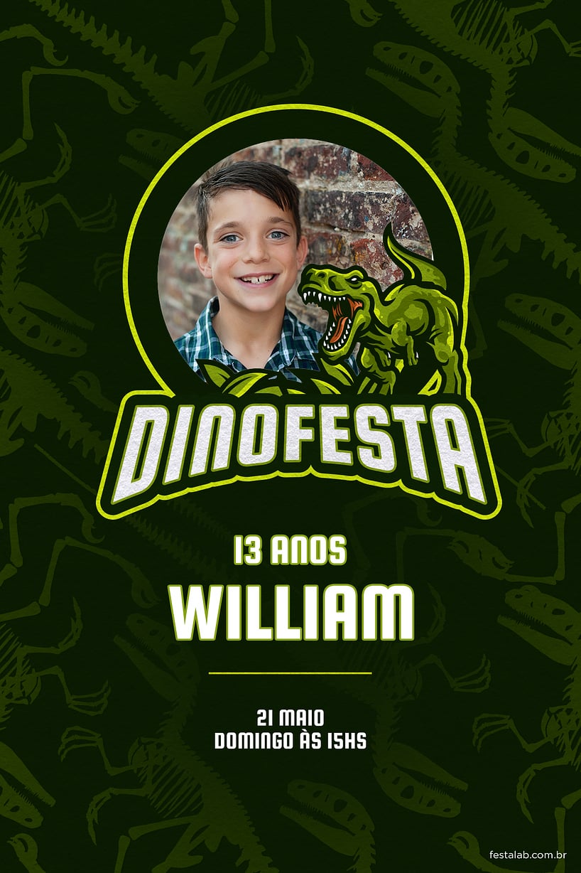 Convite Dinofesta grátis para editar