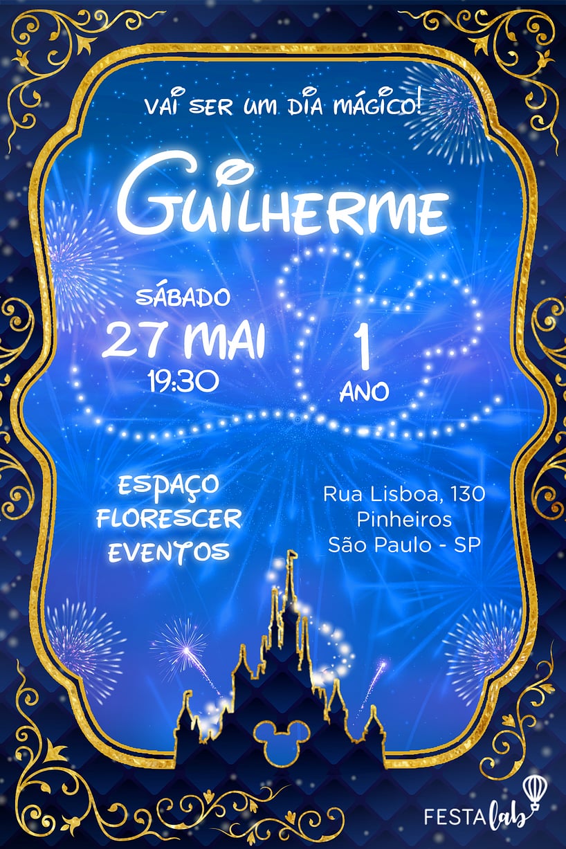 Convite de Aniversario - Disney