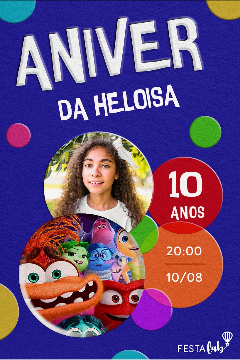 Convite de Aniversario - Divertida mente