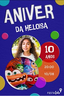 Modelo de Convite de Aniversario - Divertida mente Convite Divertida mente grátis para editar