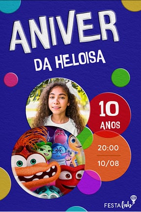 Modelo de Convite de Aniversario - Divertida mente Convite de Aniversario - Divertida mente