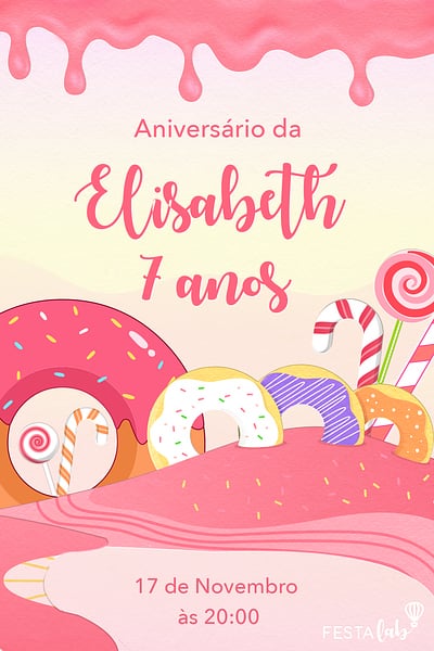 Modelo de Convite de Aniversario - Doces Convite Doces grátis para editar