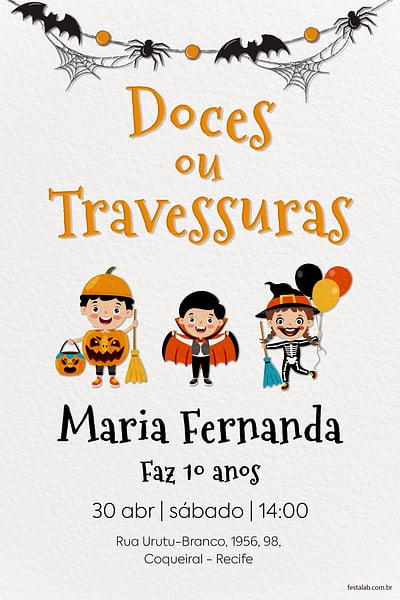 Criar convite de aniversário - Doces ou Travessuras| FestaLab