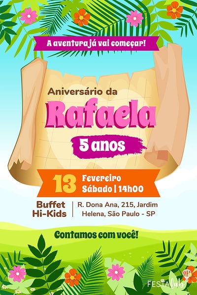 Modelo de Convite de Aniversario - Dora Aventureira Convite Dora Aventureira grátis para editar