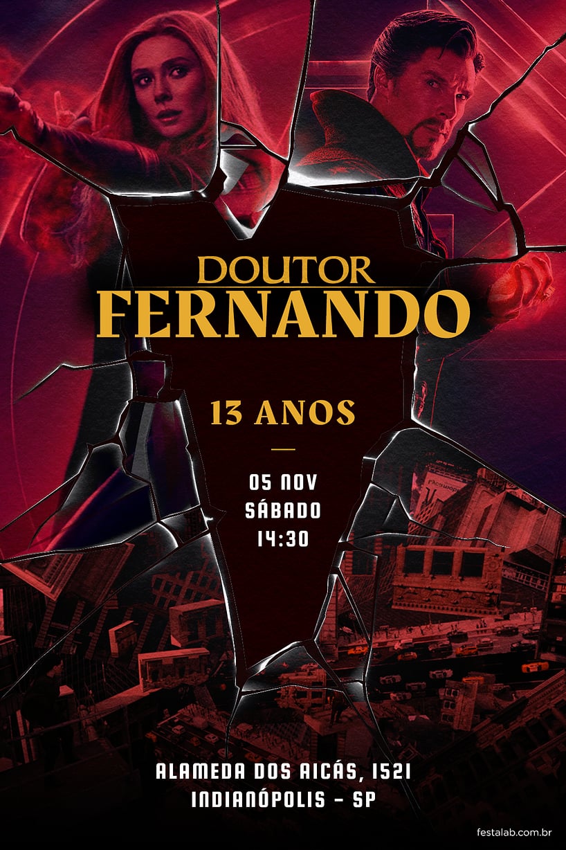 Convite Doutor estranho grátis para editar