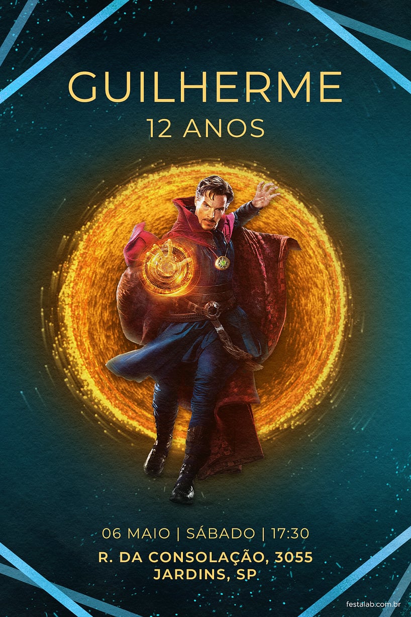 Convite Dr. Estranho Azul grátis para editar