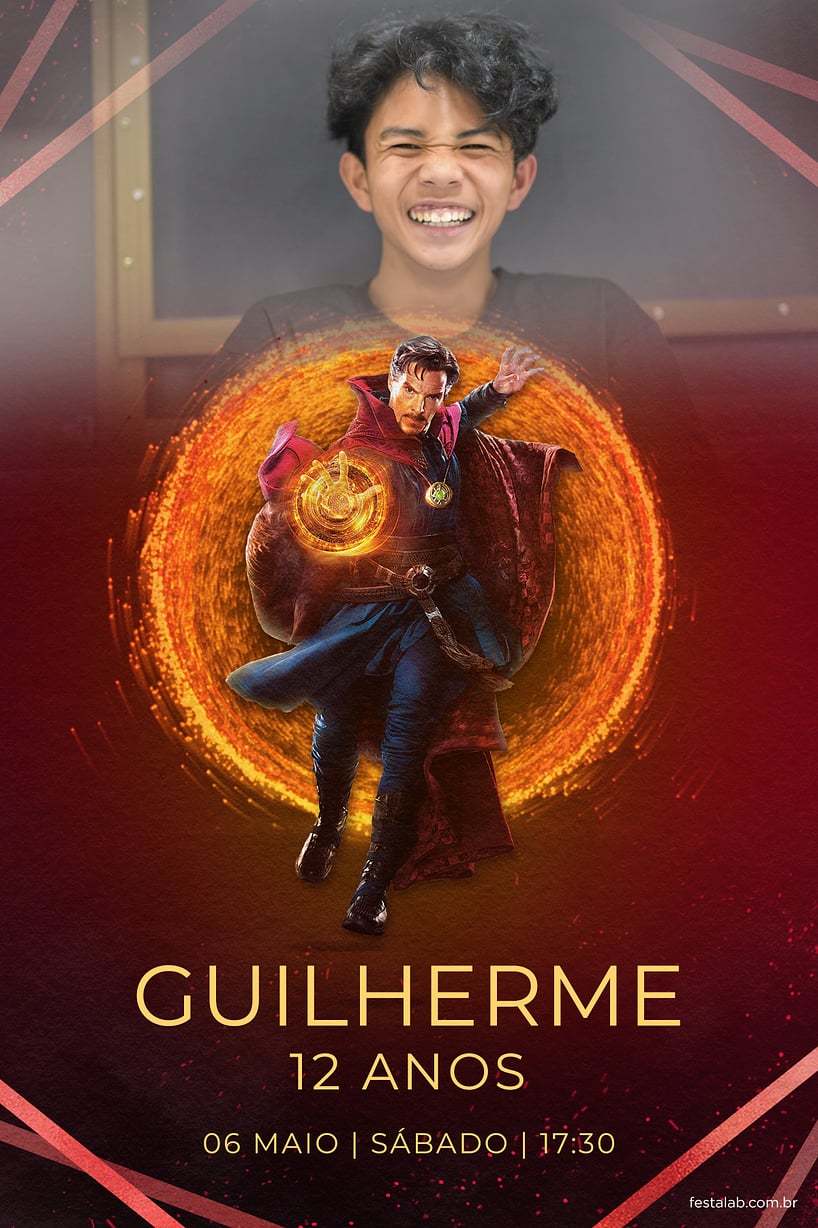 Convite Dr. Estranho vermelho grátis para editar