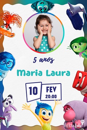 Modelo de Convite de Aniversario - Emocoes Divertidamente Convite de Aniversario - Emocoes Divertidamente