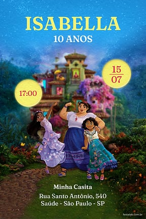 Modelo de Convite de Aniversario - Encanto Convite de Aniversario - Encanto