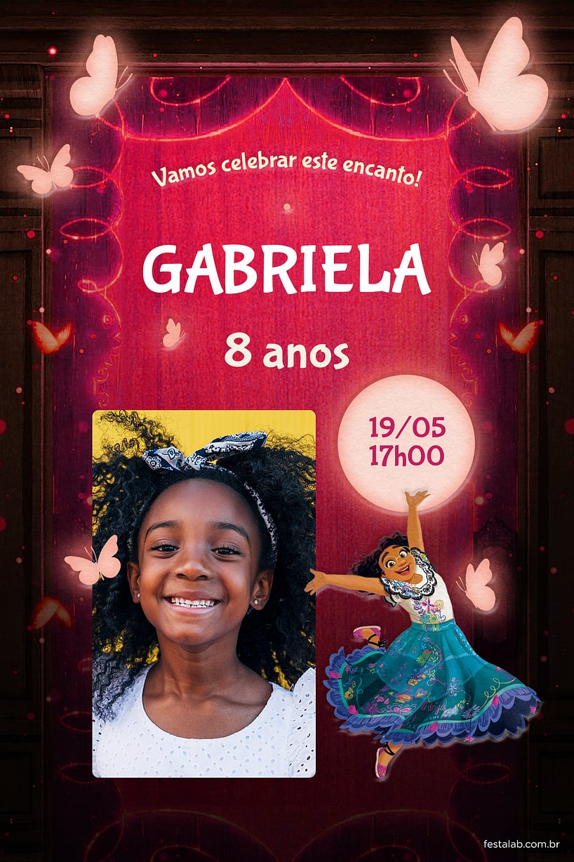 Convite de Aniversario - Encanto da Mirabel Rosa