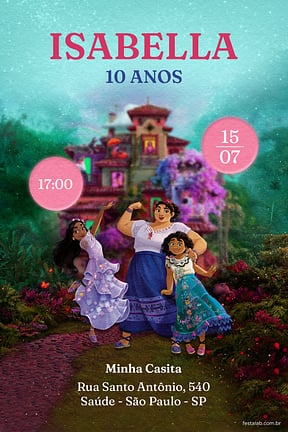 Modelo de Convite de Aniversario - Encanto Verde Convite de Aniversario - Encanto Verde