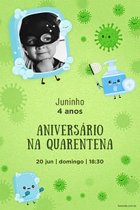 Modelo de Convite de Aniversario - Encontro quarentena Convite Encontro quarentena grátis para editar