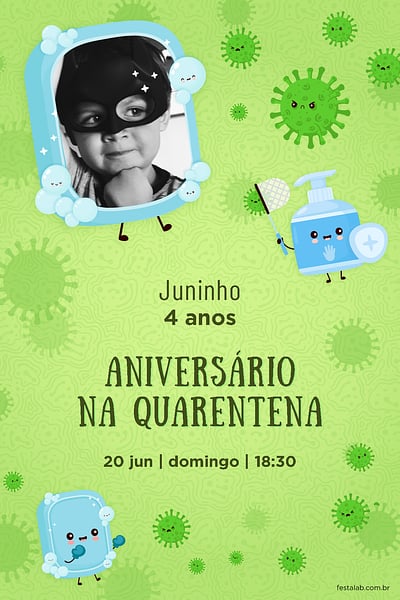 Modelo de Convite de Aniversario - Encontro quarentena Convite Encontro quarentena grátis para editar