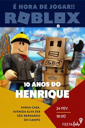 Modelo de Convite de Aniversario - Equipe roblox Convite de Aniversario - Equipe roblox