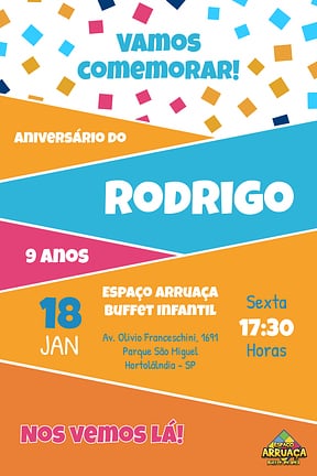 Convite de Aniversario - Espaco Arruaca