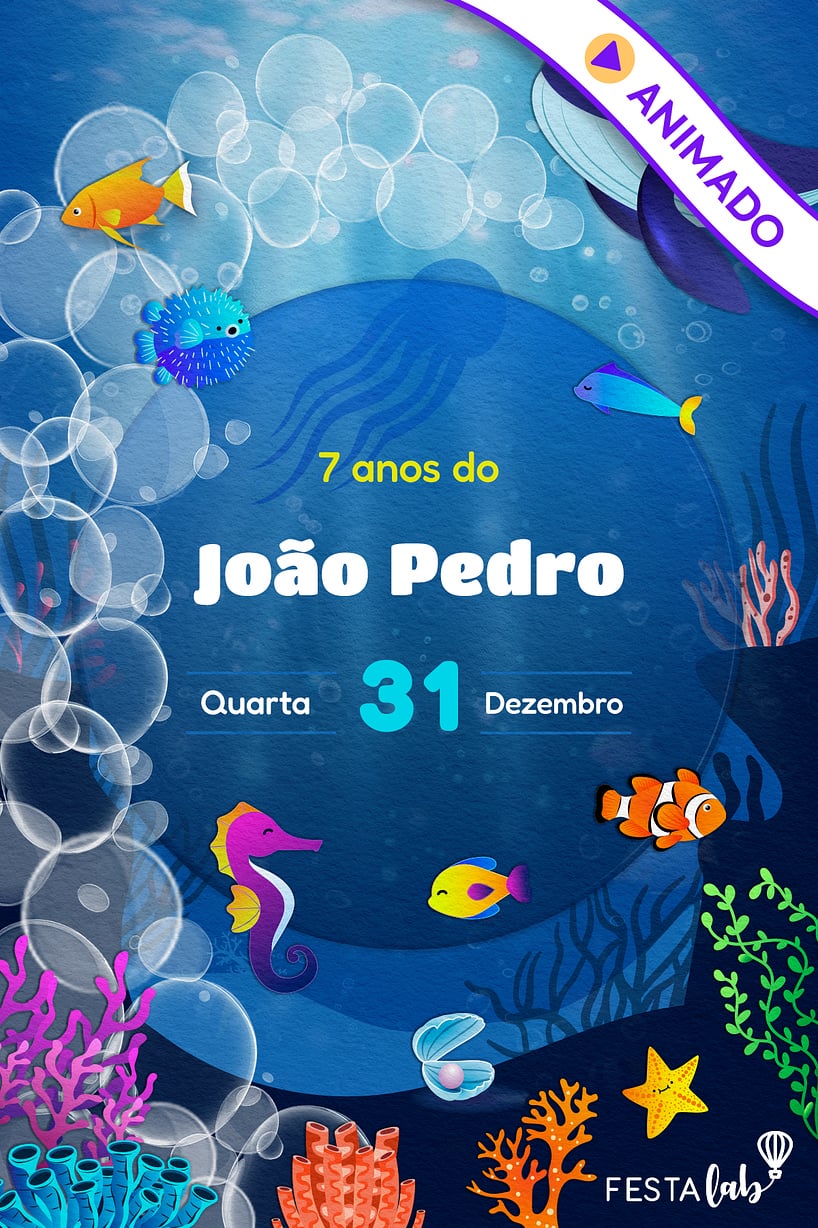 Convite Explorando o Fundo do Mar grátis para editar