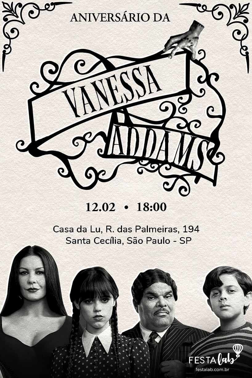 Criar convite de aniversário - Familia Addams| FestaLab