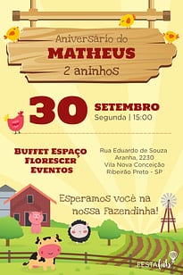 Modelo de Convite de Aniversario - Fazendinha Convite Fazendinha grátis para editar