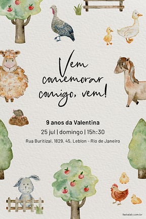 Modelo de Convite de Aniversario - Fazendinha com Animais Convite de Aniversario - Fazendinha com Animais