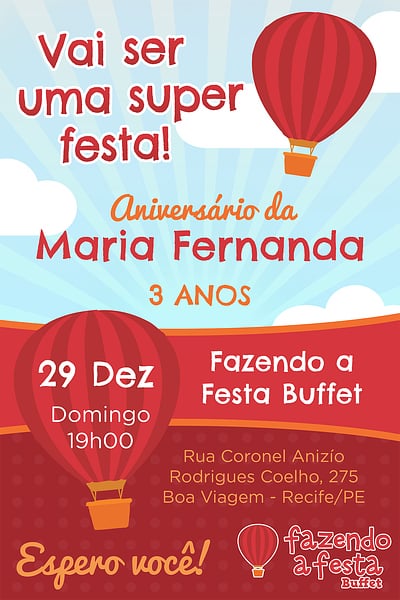 Modelo de Convite de Aniversario - Fazendo a Festa Convite Fazendo a Festa grátis para editar