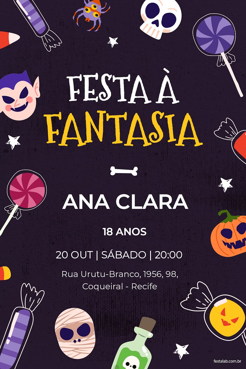 Convite de Aniversario - Festa a fantasia