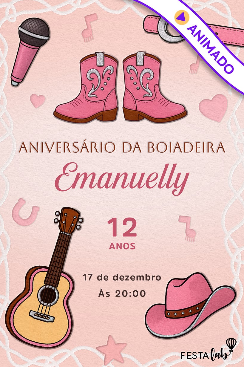 Convite Festa da Boiadeira grátis para editar