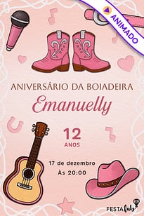 Modelo de Convite de Aniversario - Festa da Boiadeira Convite Festa da Boiadeira grátis para editar