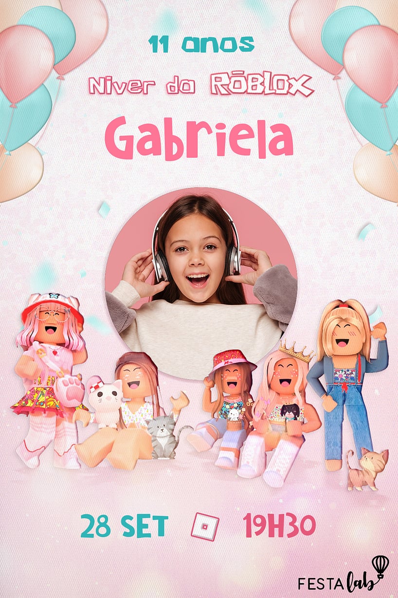 Convite Festa das Roblox grátis para editar