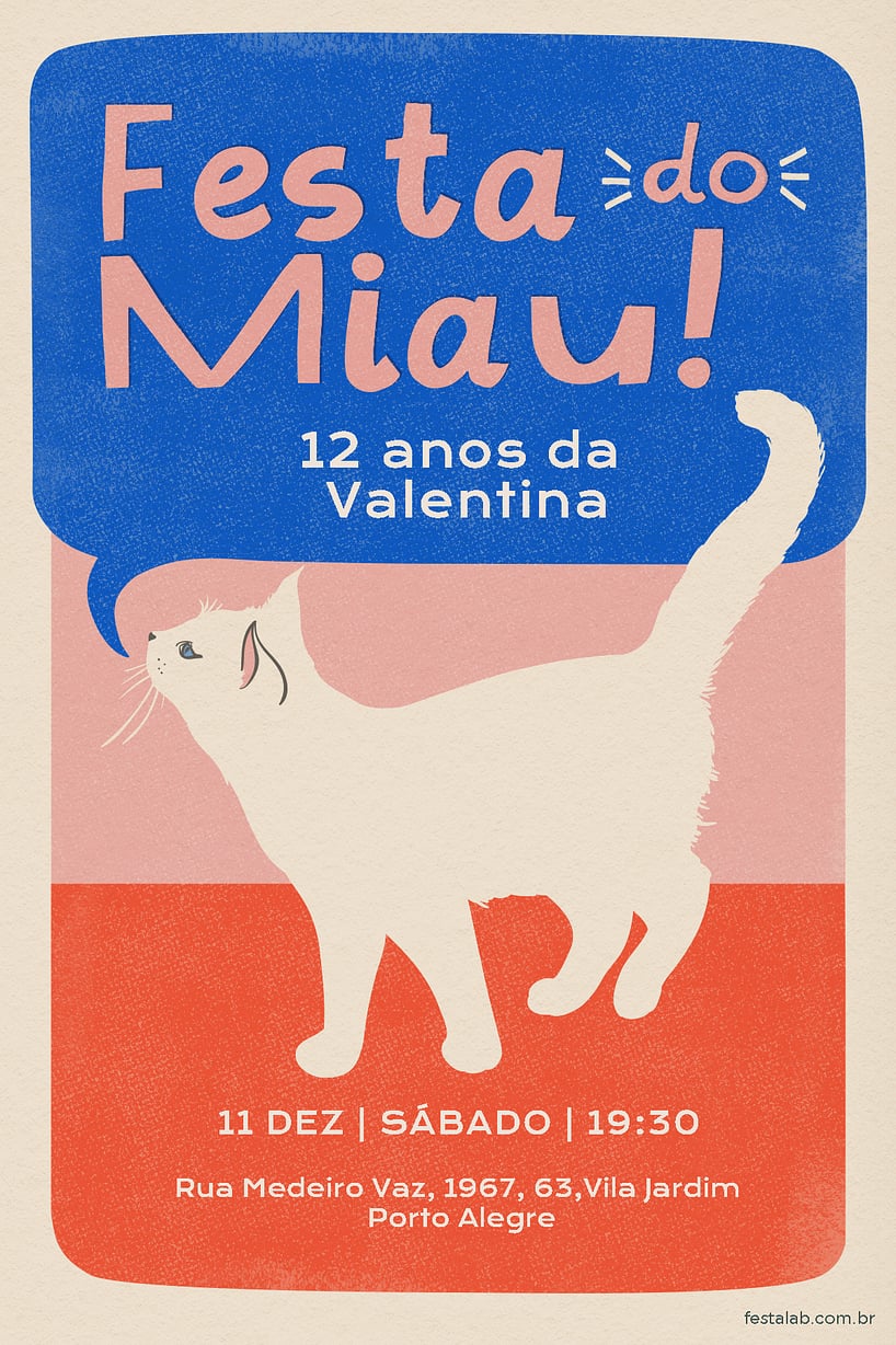 Criar convite de aniversário - Festa do Miau| FestaLab