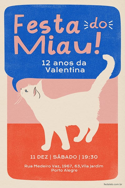 Modelo de Convite de Aniversario - Festa do Miau Convite Festa do Miau grátis para editar