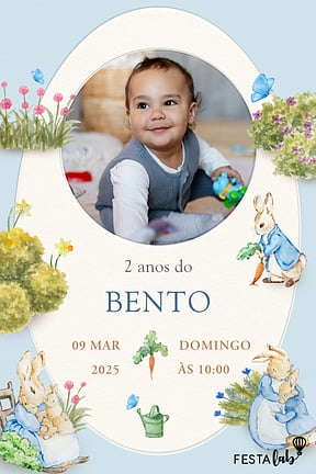 Modelo de Convite de Aniversario - Festa do Peter Rabbit Convite de Aniversario - Festa do Peter Rabbit