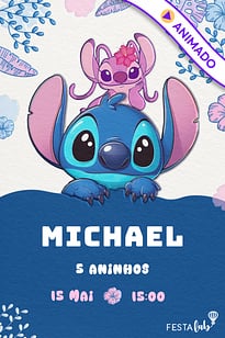 Modelo de Convite de Aniversario - Festa do Stitch Convite Festa do Stitch grátis para editar