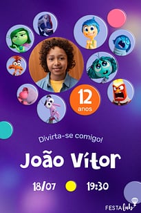 Modelo de Convite de Aniversario - Festa dos Divertidamentes Convite Festa dos Divertidamentes grátis para editar