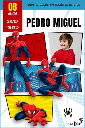 Modelo de Convite de Aniversario - Homem Aranha HQ Convite de Aniversario - Homem Aranha HQ
