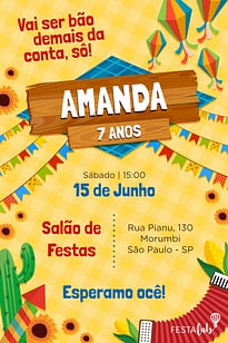 Modelo de Convite de Aniversario - Festa Junina Convite Festa Junina grátis para editar