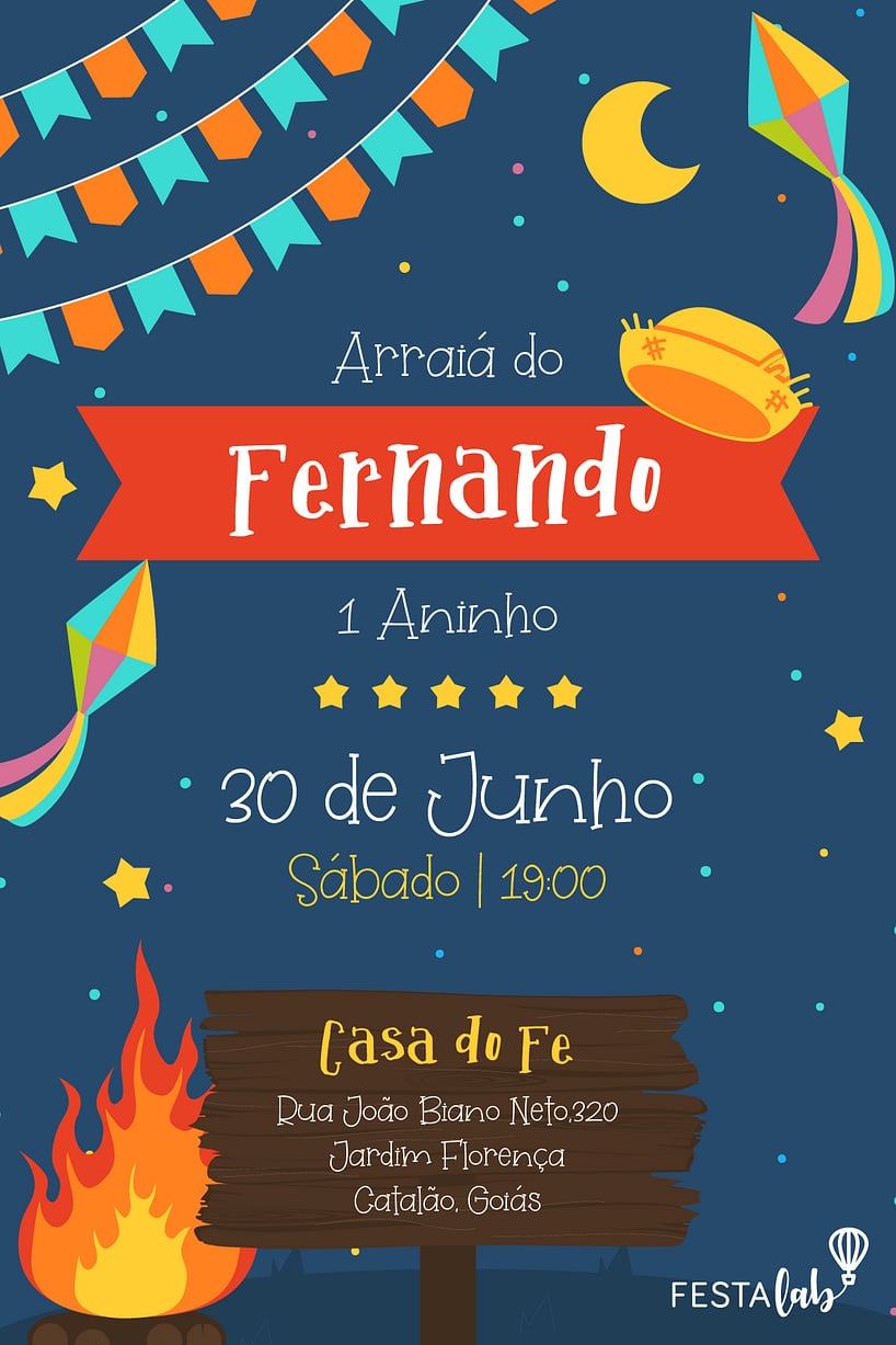 Criar convite de aniversário - Festa Junina| FestaLab