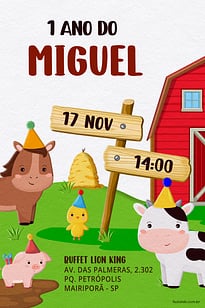 Modelo de Convite de Aniversario - Festa na Fazendinha Convite Festa na Fazendinha grátis para editar