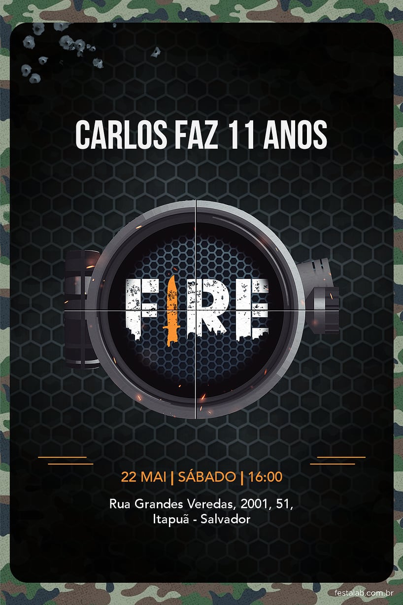 Convite Fire grátis para editar