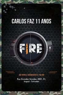 Modelo de Convite de Aniversario - Fire Convite Fire grátis para editar