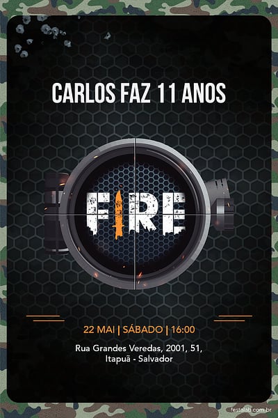 Modelo de Convite de Aniversario - Fire Convite Fire grátis para editar