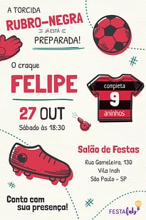 Modelo de Convite de Aniversario - Flamengo Convite Flamengo grátis para editar