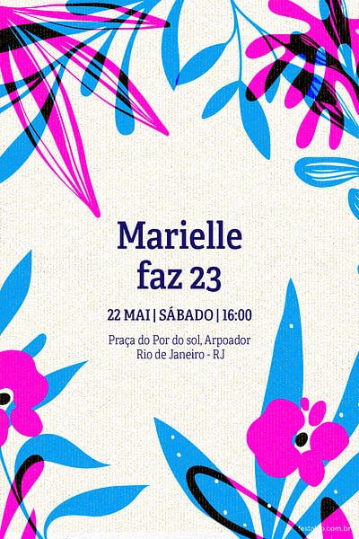 Modelo de Convite de Aniversario - Floral Convite Floral grátis para editar