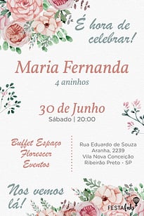 Modelo de Convite de Aniversario - Festival das Flores Convite Festival das Flores grátis para editar
