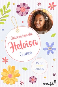 Convite Flores coloridas grátis para editar