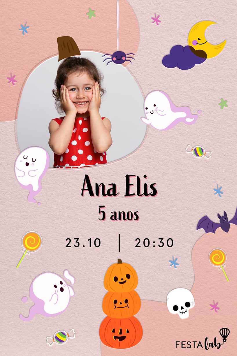 Convite Fofuras de Halloween grátis para editar