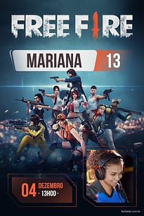 Convite Free Fire Vermelho grátis para editar