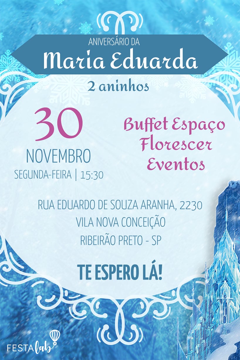 Convite de Aniversario - Frozen Castelo Elsa