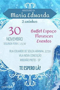 Modelo de Convite de Aniversario - Frozen Castelo Elsa Convite Frozen Castelo Elsa grátis para editar