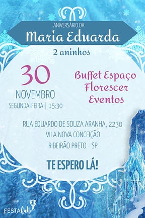 Modelo de Convite de Aniversario - Frozen Castelo Elsa Convite de Aniversario - Frozen Castelo Elsa